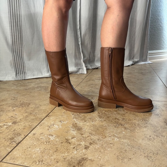 Paloma Barcelo Size 37/6.5 Brown Leather Tall Ankle Boot with Zipper - Picture 10 of 12
